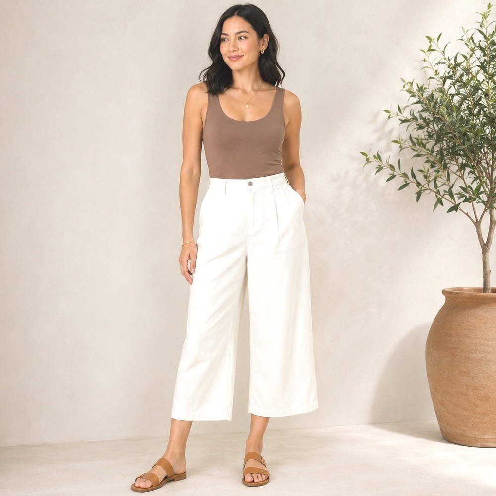 Banana Republic White Wide Leg Crop Jeans Womens 31 12 NWT Coastal Resort Sailor